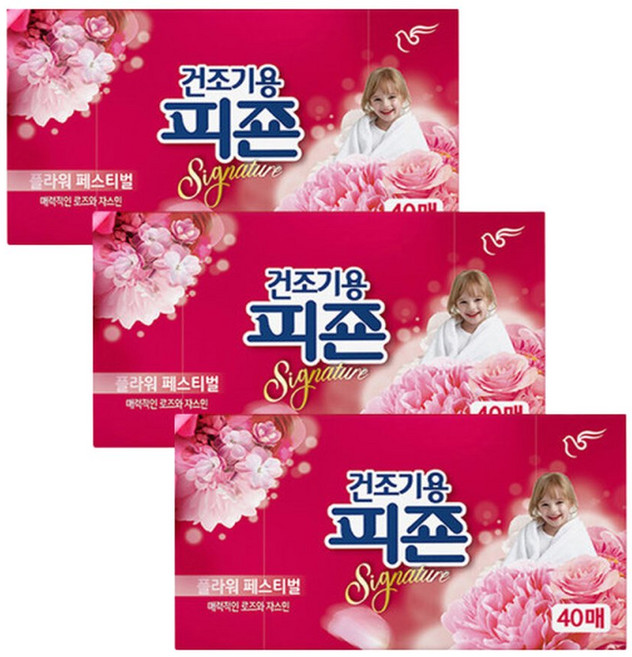 피죤 건조기시트 플라워페스티벌 120매(40매x3개), 120개