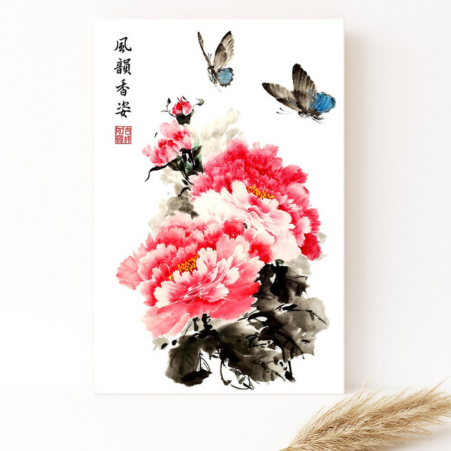 모란꽃 목단꽃 돈들어오는 그림 한국화 캔버스액자 집들이선물, 10. 향기로운 목단