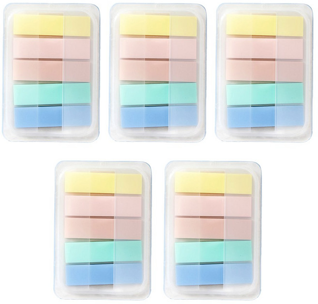 5컬러 라벨 스티커 인덱스 메모 접착메모지 팝업 디스펜서, 5개, 파스텔크림