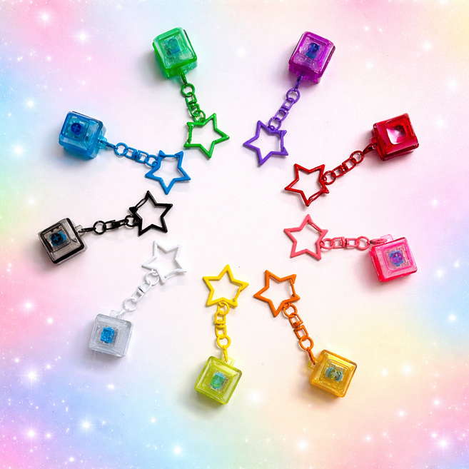 펫더월드 mbti 1구 투명 키캡 별 키링 1+1, 옐로우