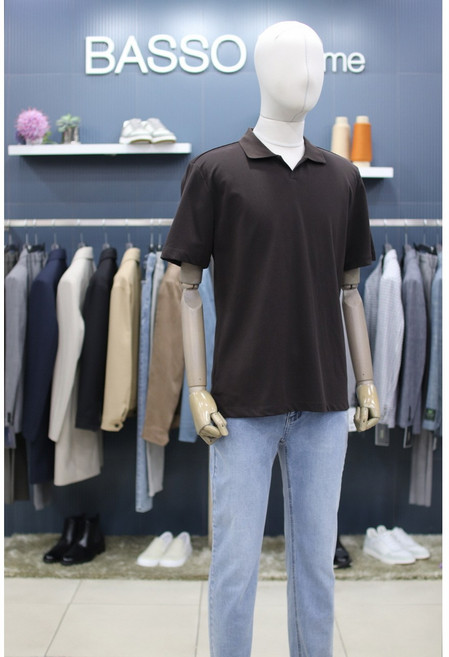 바쏘옴므 티셔츠 WZ2GK05ABR 브라운 기능성 피케이 오픈카라티