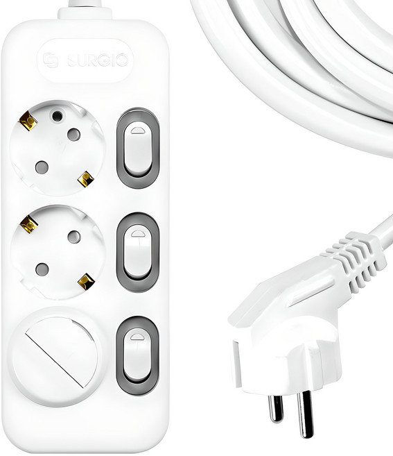 써지오 개별 멀티탭 3구 DH-2039-RT + 안전커버 랜덤발송 1p, 1m, 혼합색상, 1개