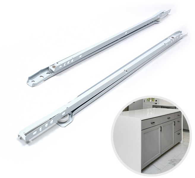 ZIO-BIZ 서랍레일 백색 철레일 1조 450mm / 고하중 슬라이드레일 서랍장레일 가구 옷장 수납장 하부장 책상 책장 싱크대 레일 서랍댐퍼 헤펠레 가구부품, 1세트
