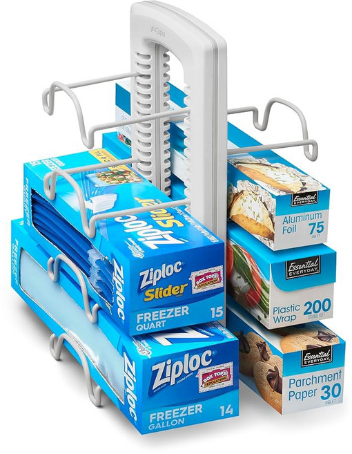 호일 랩 및 주방 캐비닛 보관용 YouCopia UpSpace 조절 가능한 박스 정리함 화이트, WrapStand, 1개
