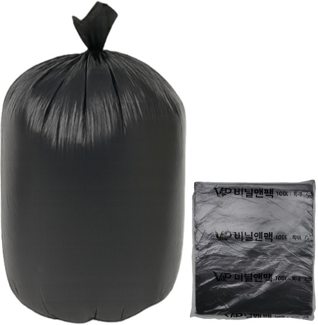 배접 쓰레기 봉투 분리수거 재활용 비닐앤팩 검정, 100개, 100L