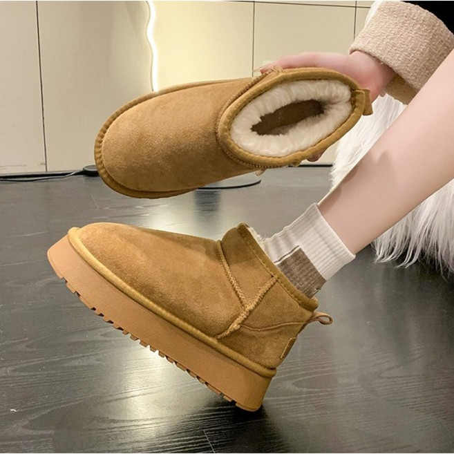 한아로지스 여자 천연 소가죽/누벅가죽 키높이 4.5cm 통굽 어그부츠