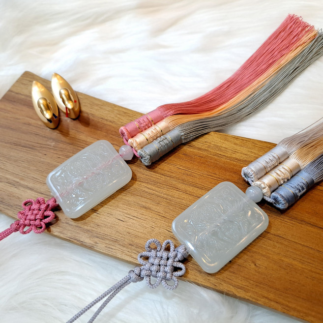 학무늬 사각민옥 고급한복노리개