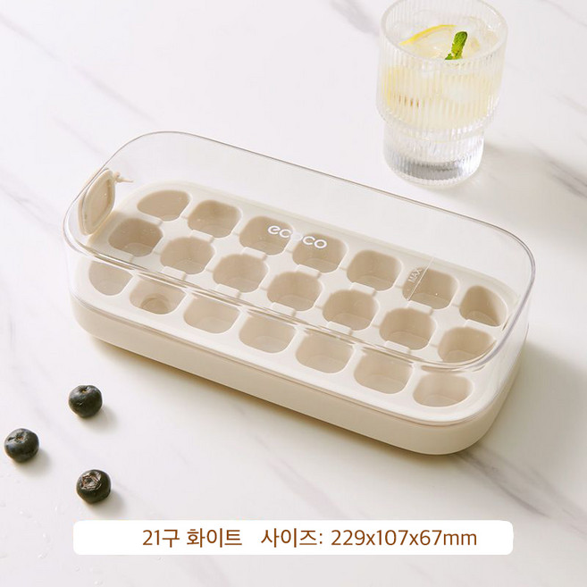 이슬빛 얼음틀 실리콘 사각형 대용량 아이스 몰드 트레이 여름, 화이트, 1개