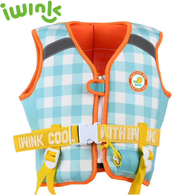 여름 물놀이튜브 보행기튜브 목튜브 구명조끼 브랜드 기획전, 아이윙크 구명조끼 체크민트 S사이즈, 1개