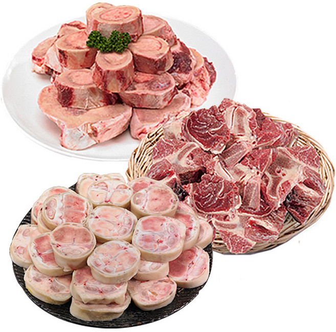 황금한우 한우 사골 2kg 우족 1kg 잡뼈 1kg 곰탕용 보신용 세트, 1박스