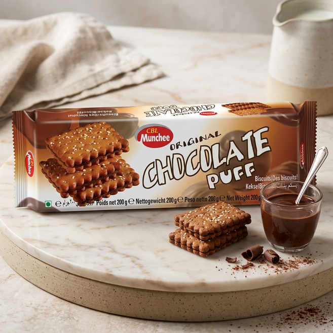 CHOCOLATE PUFF 초콜릿 퍼프 비스킷 200g 스리랑카 과자, 1개