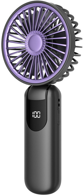 SAHINER 접이식 충전식 휴대용 미니선풍기 100단 무단계 변속 저소음, 113*43*217mm, 보라색