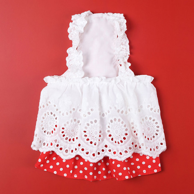 강아지 원피스 나시 봄옷 여름옷 공주옷 드레스 강아지옷 펀칭 아일렛, 1개, OP052WH