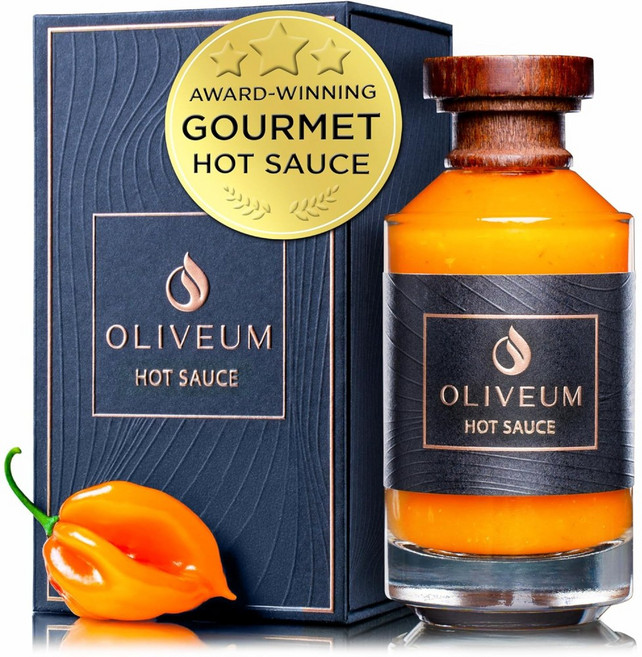Oliveum Hot Sauce 고급 하바네로 페퍼 살사 100ml 중간 매운맛 BBQ 멕시코 윙 피자 소스