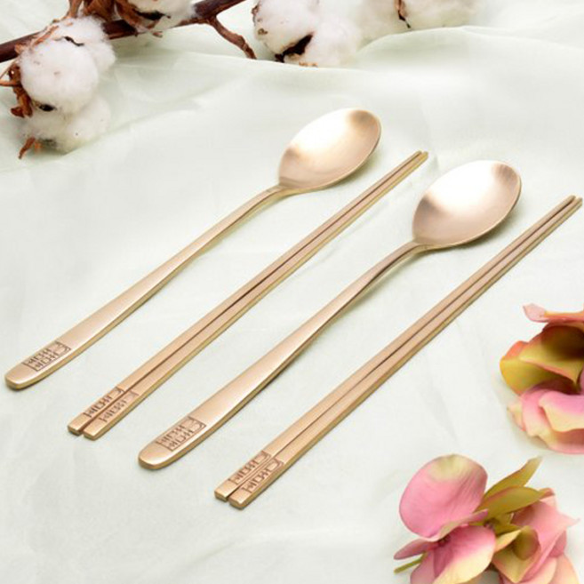 수타미 방짜유기 놋봄 완낙관 2인 수저세트 무료각인, 1개