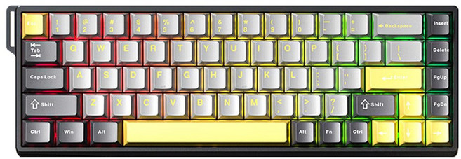 AULA WiN 60/68HE Pro MAX 게임 유선 키보드, 제조사축, WiN68HE MAX 영춘자석축 블랙그레이옐로우
