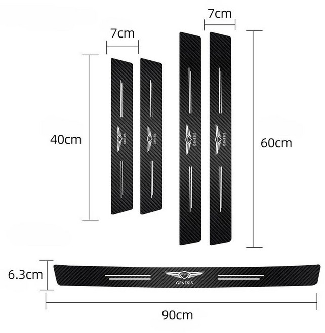 자동차 도어 씰 탄소 섬유 스티커 임계 값 측면 스크래치 테이프 방수 창세기 G80 0 GV80 GV60 액세서리, 5Pcs Car Door xTrunk