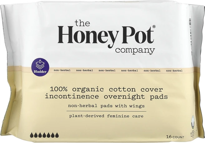 The Honey Pot Company 허브 무함유 날개형 순면 패드 유기농 요실금 오버나이트 16개, TheHoneyPotCompany허브무함유날개형순면패드, 1개 - 쿠팡