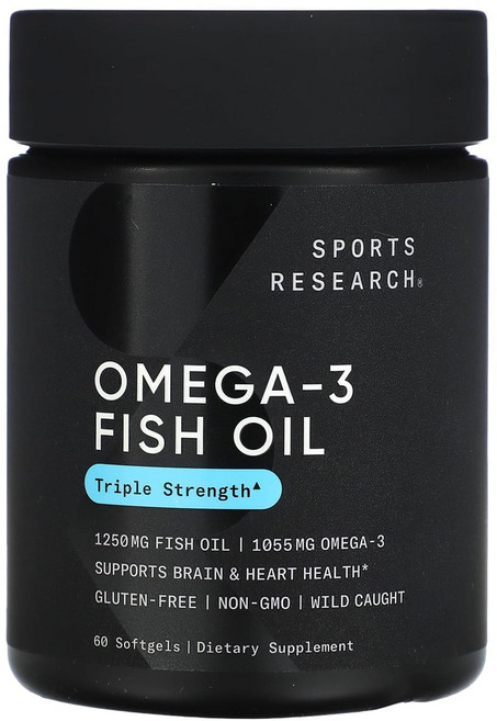 스포츠리서치 오메가3 피쉬 오일 트리플 스트렝스 1250mg 소프트젤 60정, 1개