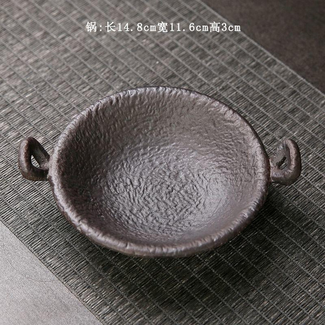 陶瓷溫茶爐 暖茶底座, 1個, 雙耳烤茶把手鍋（可乾燒）, 雙耳烤茶把手鍋