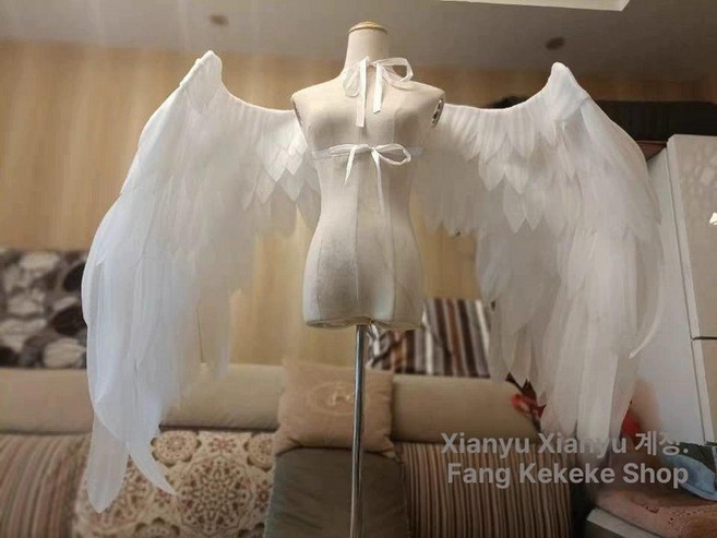 대형 천사날개 흰색깃털 촬영 스튜디오 화보 소품 깃털, 펄코튼얇은날개2mm