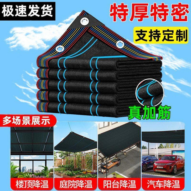 遮陽網 加厚遮陽網 加密防曬網 隔熱遮光網 農用遮陽網 養殖遮陰網 車用遮陽網, 99999針特密特厚款 十道線85-90,6米*6米 抗紫外線抗老化 包邊打孔送拉