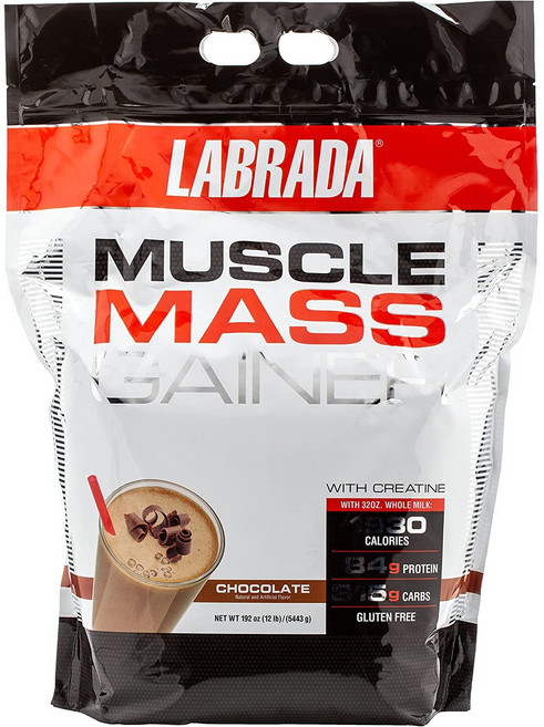 라브라다 뉴트리션 Labrada Nutrition Muscle Mass Gainer 머슬 게이너 초콜렛 12lbs, 5.4kg, 1개