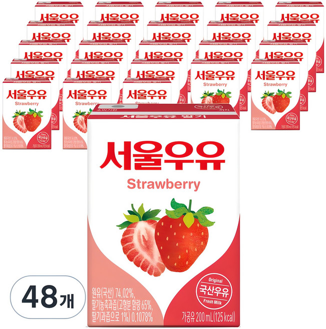 서울우유 멸균딸기우유, 200ml, 48개
