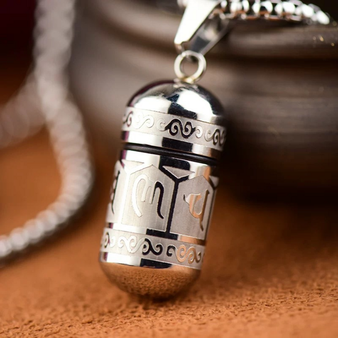 만트라 캡슐 목걸이 육자진언 오픈형 펜던트 스테인리스 by 선연주