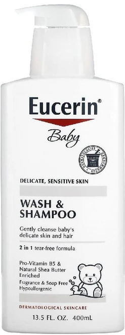 유세린 베이비 워시 앤 샴푸 무향 400ml 민감한 아기 피부용 올인원 클렌저 (원산지 미국), 1개 - 쿠팡