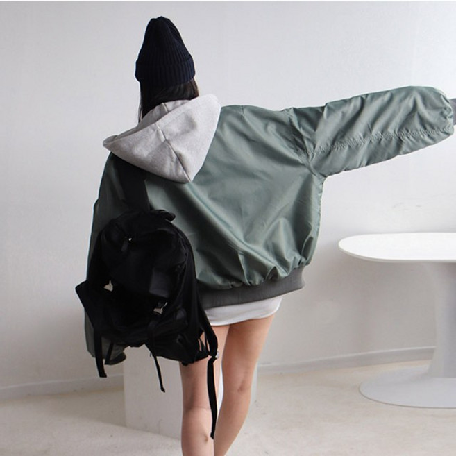 (2color/후드탈부착)고퀄리티 빅사이즈 남녀공용 무지 후드항공점퍼