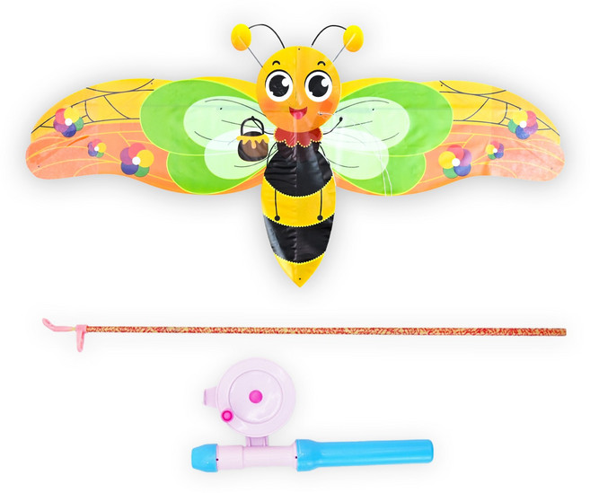토이토 대형 낚시대 연 날리기 얼레 세트 기본형 꿀벌, 1세트