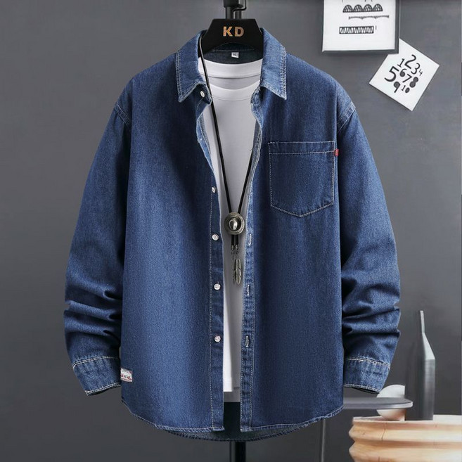 라오농 남성 데일리 빅사이즈 캐주얼 긴팔 청남방 캐주얼 루즈핏 코트 데님 셔츠 SJ09JJ