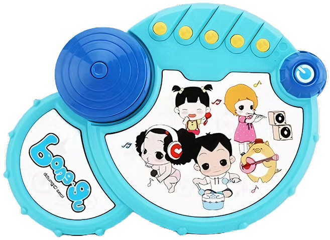 뚱 전자 드럼 멜로디 악기 놀이 장난감, 블루, 1개