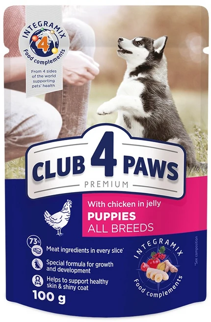 클럽4포우즈 프리미엄 파우치 퍼피 치킨젤리, 10개, 100g, 닭 - 쿠팡