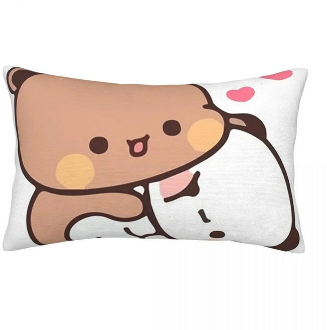 복숭아와 고마 부부 두두 풍선 직사각형 베개 커버 쿠션 장식 침실 침대 홈 컴포트, 1개, 3. 1 / C. 16x24in 40x60cm