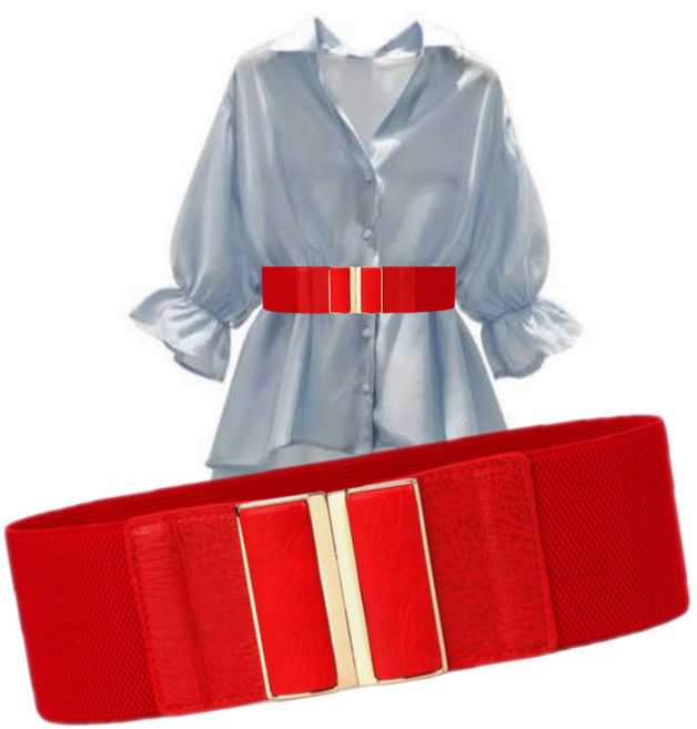 해피엘라 여성 허리 밴딩 벨트 고무 스판 골드 버클 패딩 허리띠 코트 허리끈