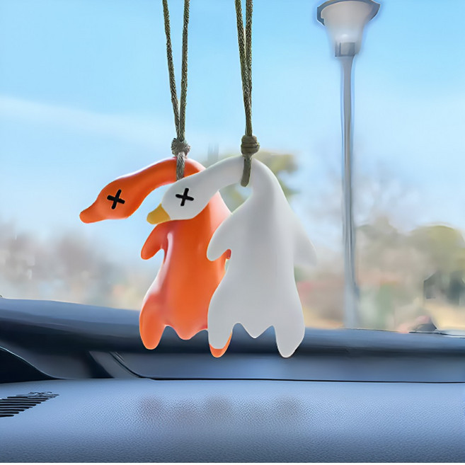 [변색100%]도치코 자외선 오리 키링 차키 키홀더, 화이트 작은오리, 1개