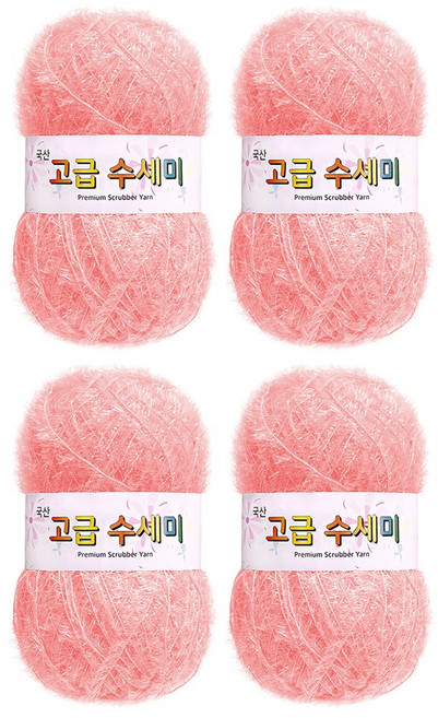 10위 - 고급수세미실 80g 삼성모사 국내산 코바늘 수세미 샤워볼 만들기 85가지색, 4개, 147 소프트핑크