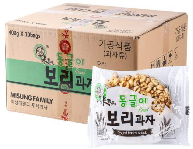 엉클팝 동글이 보리과자, 400g, 10개