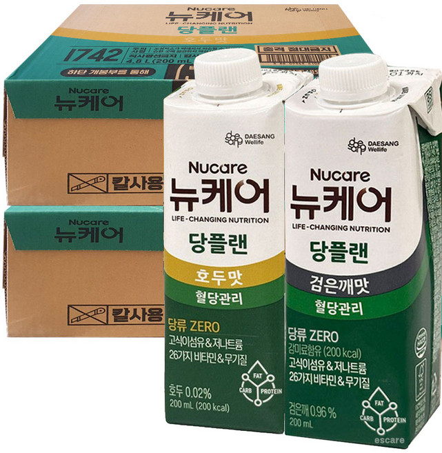 뉴케어 당플랜 검은깨맛24+호두맛24, 48개, 200ml