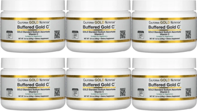 캘리포니아 골드 뉴트리션 CGN 비산성 비타민C 1000mg 분말 238g 6통 - 쿠팡