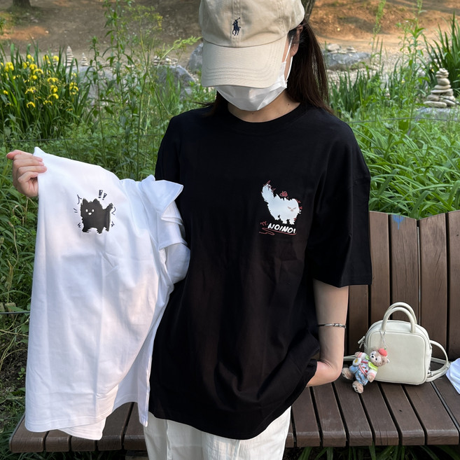 WILDSEA 남녀공용 오버핏 순면 커플티 다종 반팔 티셔츠