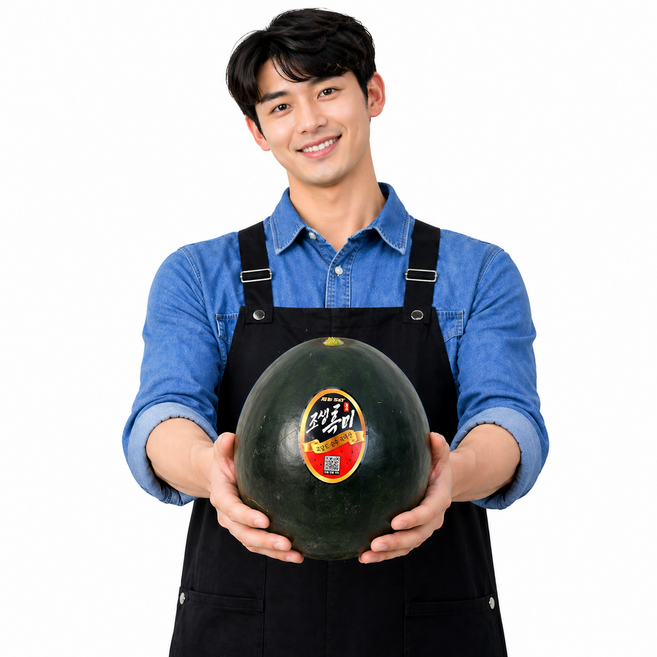 노씨고집 산지직송 정품 흑미수박, 1개, 6-7kg 내외