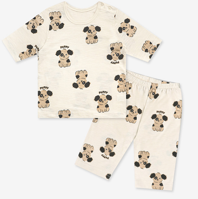 멜리스 국내생산 퍼피 7부 모달 슬러브 실내복 내의 상하의 세트