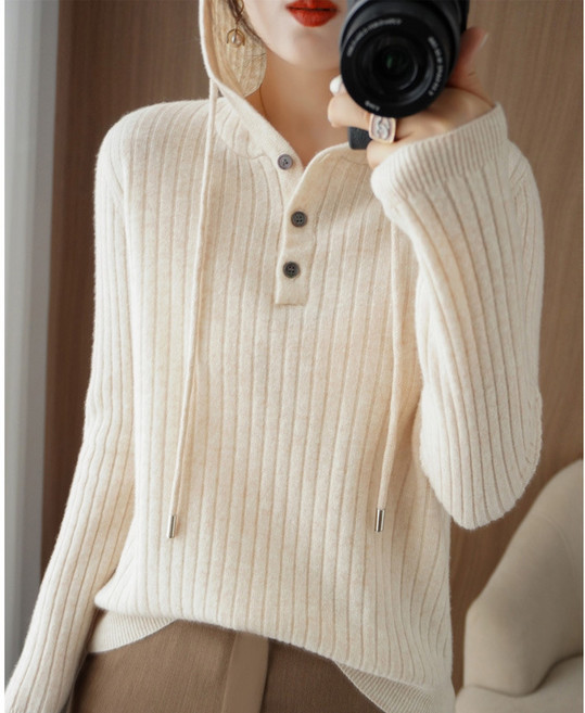 케익 가을 겨울 골지 여자 여성 후드 후디 니트 긴팔 긴소매 티셔츠 S464