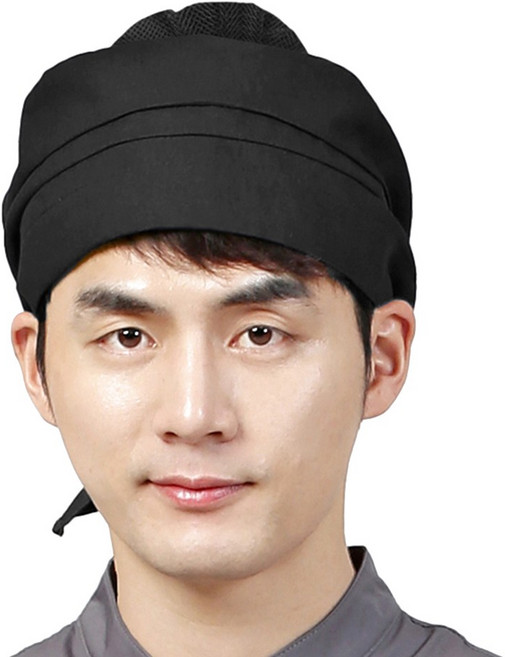 검정 주름 두건 반다나 위생모 조리 주방 급식 단체두건, 검정 주름두건, 1개