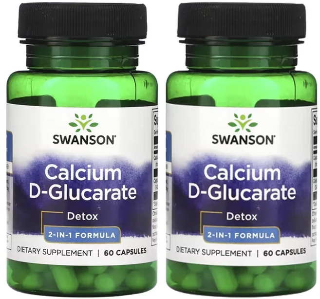 스완슨 칼슘 d-글루카레이트 디톡스 2-In-1 포뮬라 캡슐 60정, 2개 - 쿠팡
