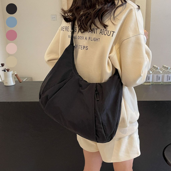 하이핀 170g 초경량 여성 데일리 반달 크로스백 가벼운 호보백 숄더백