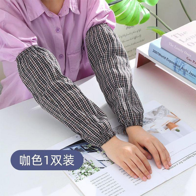 加長加大純棉袖套粗棉格子長款工作勞保套袖成人男女秋冬護袖 副廠商品